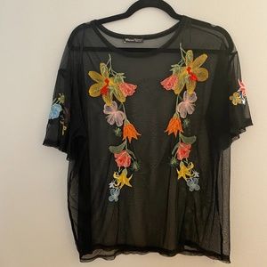 Mesh embroidered top